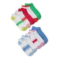 thumbnail image 1 of Wonder Nation Girls Striped No-Show Socks, 10-Pack, Sizes S-L, 1 of 15