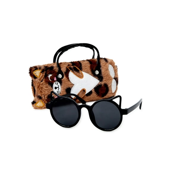 Wonder Nation Girls' Sunglasses with Carrying Case, 2-Piece