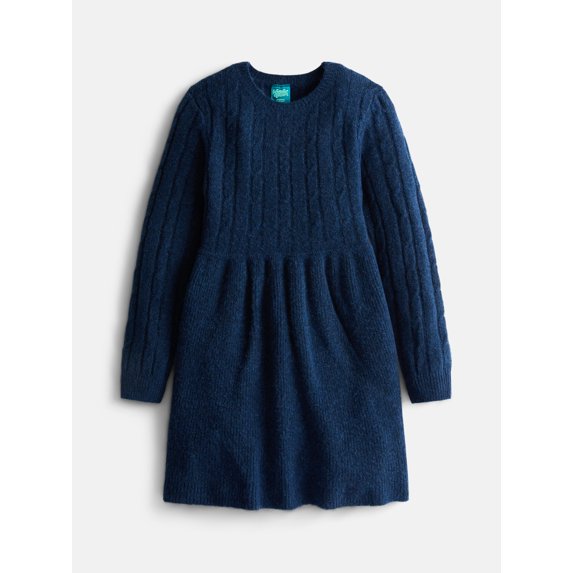 Wonder Nation Girls Knit Sweater Dress with Long Sleeves, Sizes 4-18