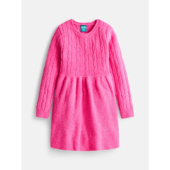 Wonder Nation Girls Knit Sweater Dress with Long Sleeves, Sizes 4-18
