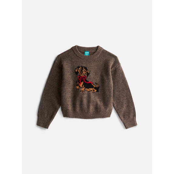 Wonder Nation Girls Long Sleeve Sweater, Sizes 4-18 & Plus