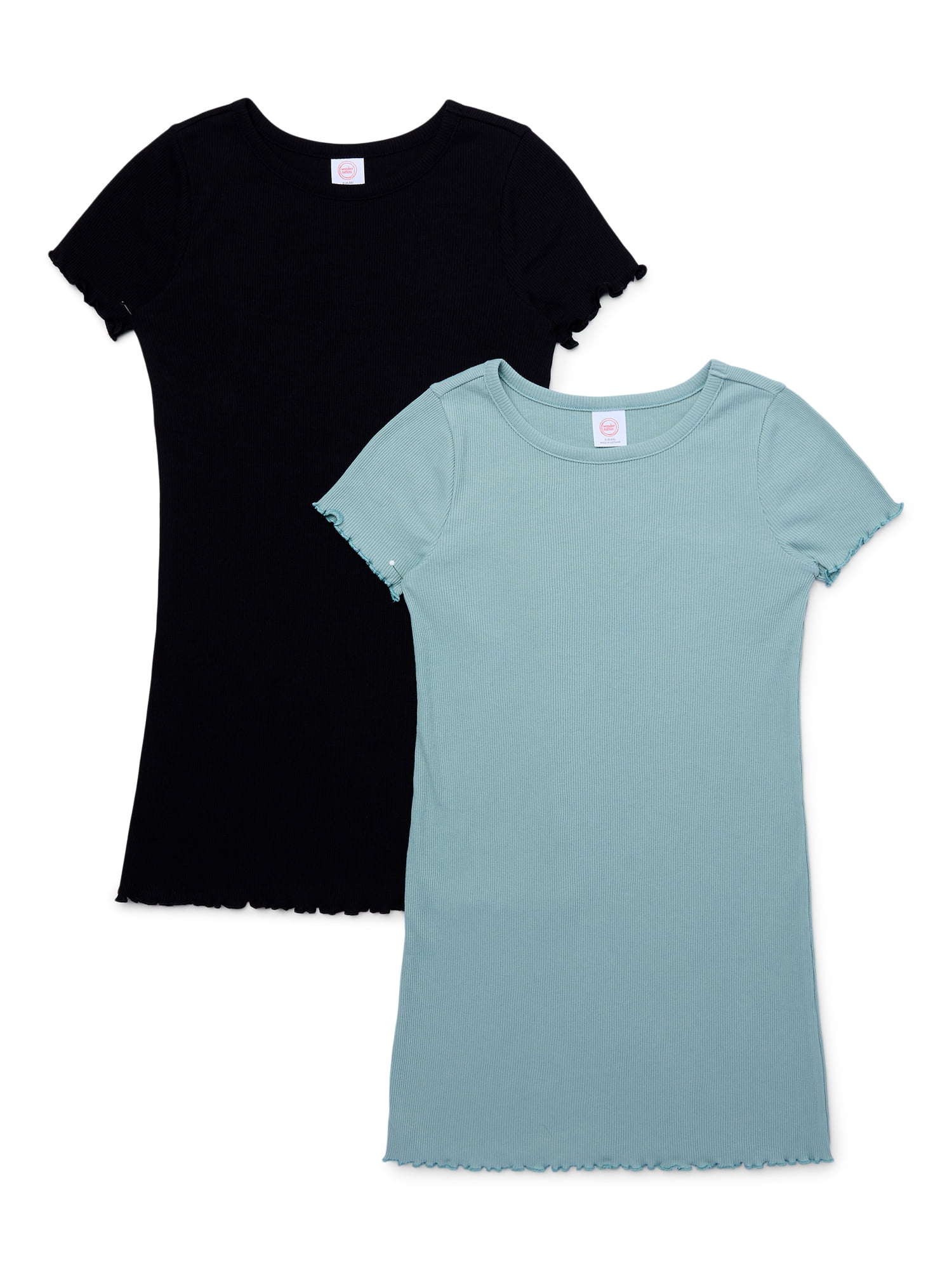 Wonder Nation Girls T-Shirt Dress, 2-Pack, Sizes 4-18 & Plus