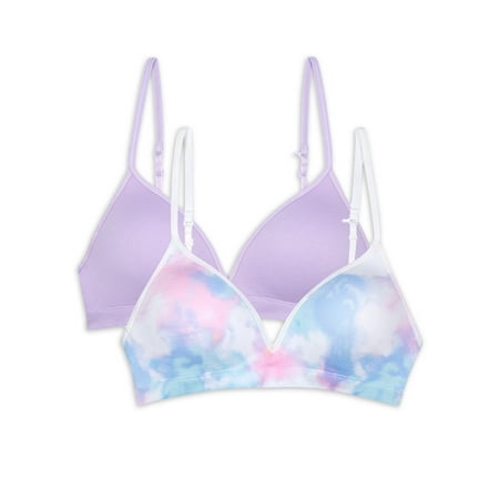 Wonder Nation Girls T-Shirt Seamless Molded Cup Bra, 2 Pack