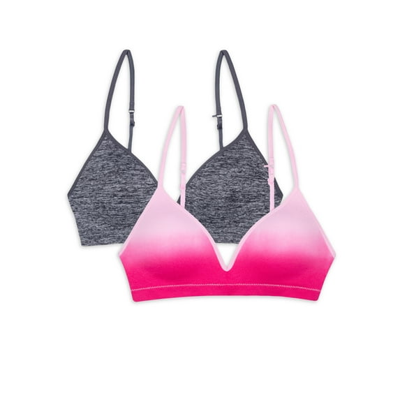 Wonder Nation Girls T-Shirt Seamless Molded Cup Bra, 2 Pack