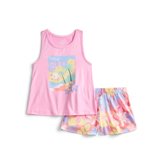 Wonder Nation Girls Tank Top and Shorts 2-Piece Pajama Set, Sizes 4-18