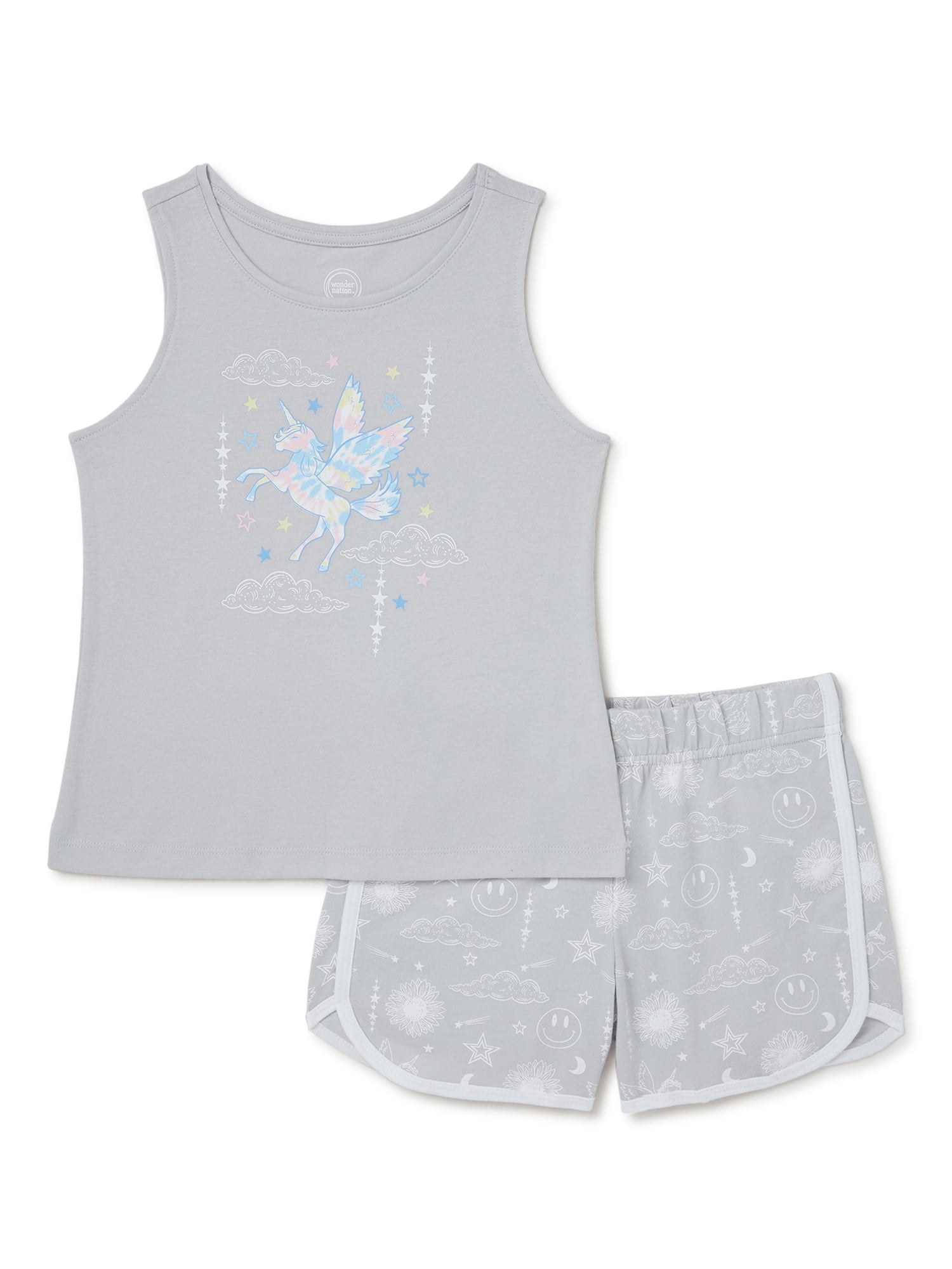 Wonder Nation Girls’ Tank Top and Shorts, 2-Piece