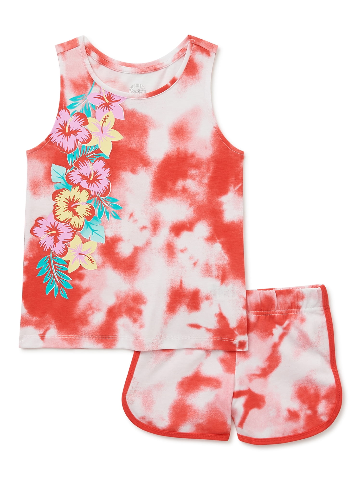 Wonder Nation Girls’ Tank Top and Shorts, 2-Piece