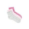 thumbnail image 1 of Wonder Nation Girls' Textured Lettuce Edge Ankle Socks, 3-Pack, Sizes S-L, 1 of 6