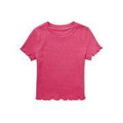 Wonder Nation Girls Textured Top with Short Sleeves, Sizes 4-18 & Plus