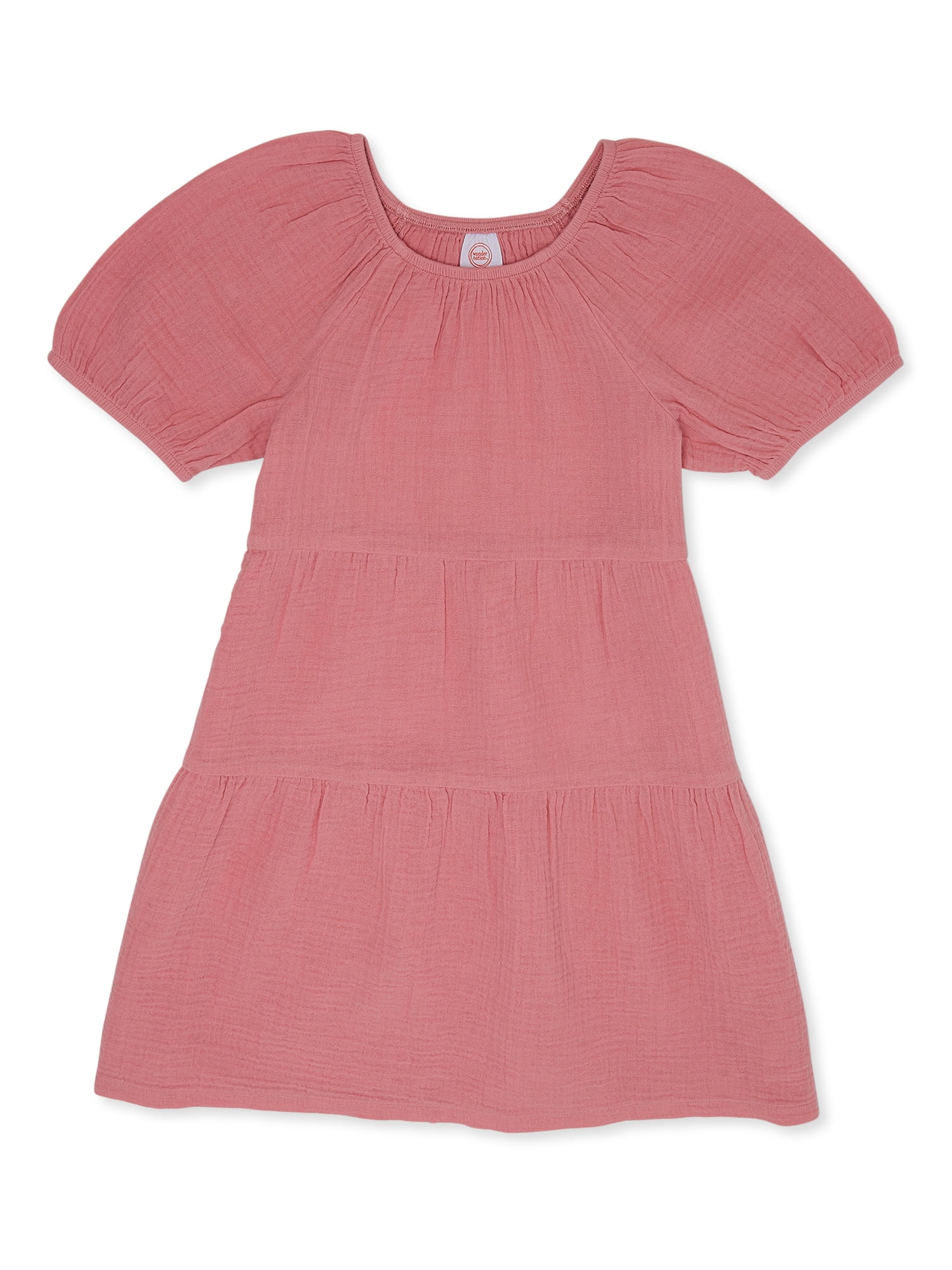Wonder Nation Girls Tiered Cotton Gauze Dress, Sizes 418 and Plus