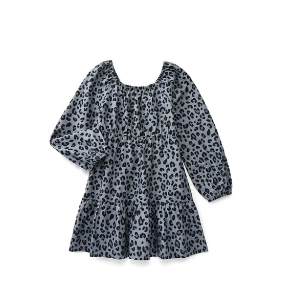 Wonder Nation Girls Tiered Dress with Long Sleeves, Sizes 4-18 & Plus