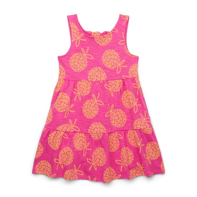 Wonder Nation Girls Tiered Dress with Bow Back, Sizes 4-18 & Plus