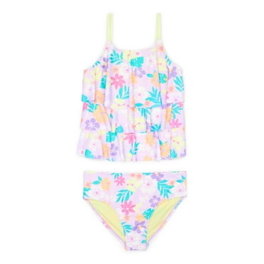 Wonder Nation Girls’ Tiered Tankini Swimsuit with UPF 50, 2-Piece, 4-16