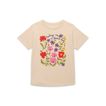 Wonder Nation Girls Today is a Good Day Graphic Tee with Short Sleeves, Sizes 4-18