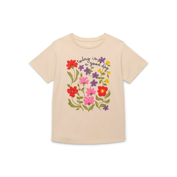 Wonder Nation Girls Today is a Good Day Graphic Tee with Short Sleeves, Sizes 4-18