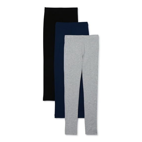 Wonder Nation Girls Kid Tough Leggings, 3-Pack, Sizes 4-18 & Plus