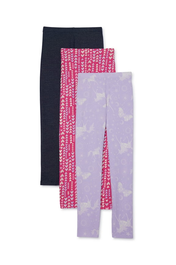 Girls Kid Tough Leggings, 3-Pack, Sizes 4-18 & Plus