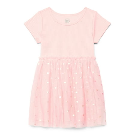 Wonder Nation Girls Tutu Dress with Short Sleeves, Sizes 4-18 & Plus