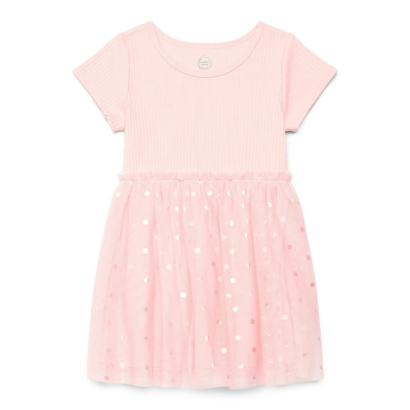 Wonder Nation Girls Tutu Dress with Short Sleeves, Sizes 4-18 & Plus