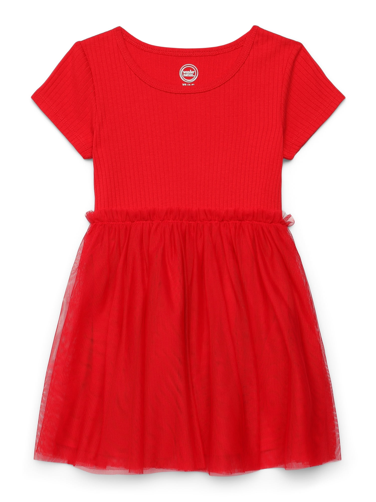 Wonder Nation Girls Tutu Dress with Short Sleeves, Sizes 4-18 & Plus