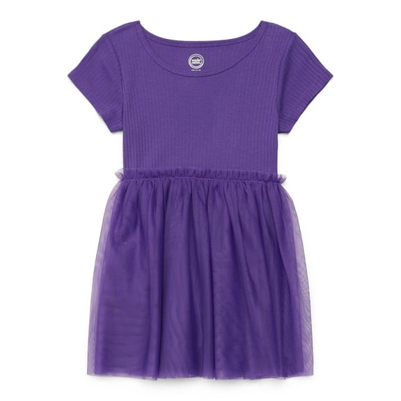 Wonder Nation Girls Short Sleeve Solid Tutu Dress, Sizes 4-18 & Plus
