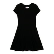 WONDER NATION Girls Tween Short Sleeve Rib Skater Dress, Sizes 4-18