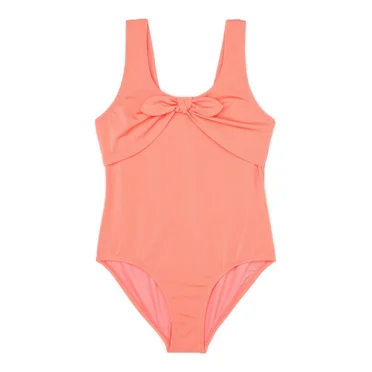 Wonder Nation Girls Twist Front One Piece Swimsuit with UPF 50, Sizes 4-18
