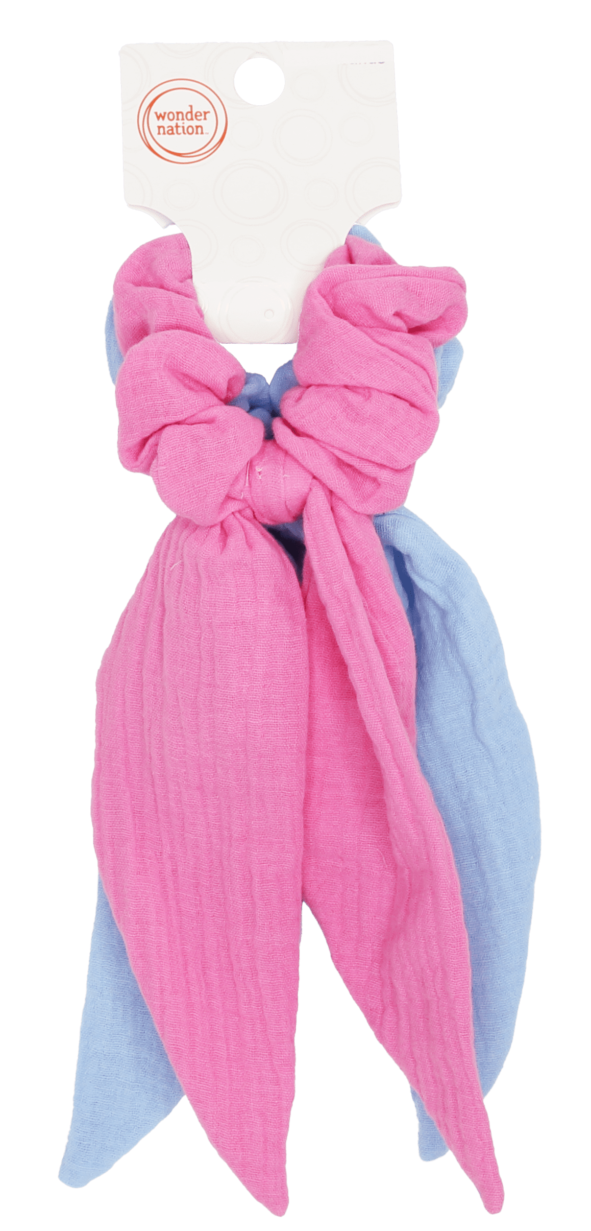 Wonder Nation Girls Twister Scarf Hair Ties, 2-Piece, Pink/Blue