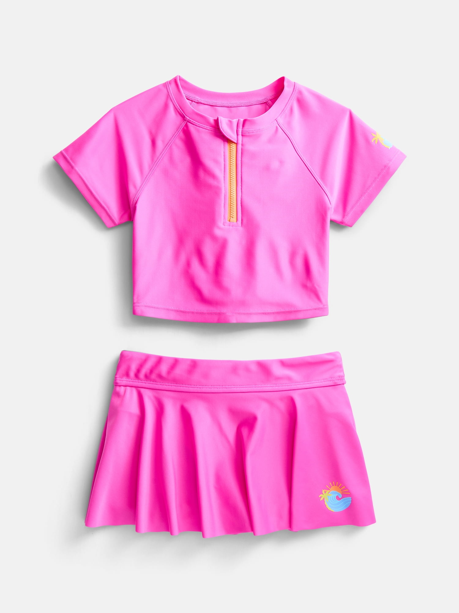 Wonder Nation Girls Rash Guard Set, 2 Piece, Sizes 4-16