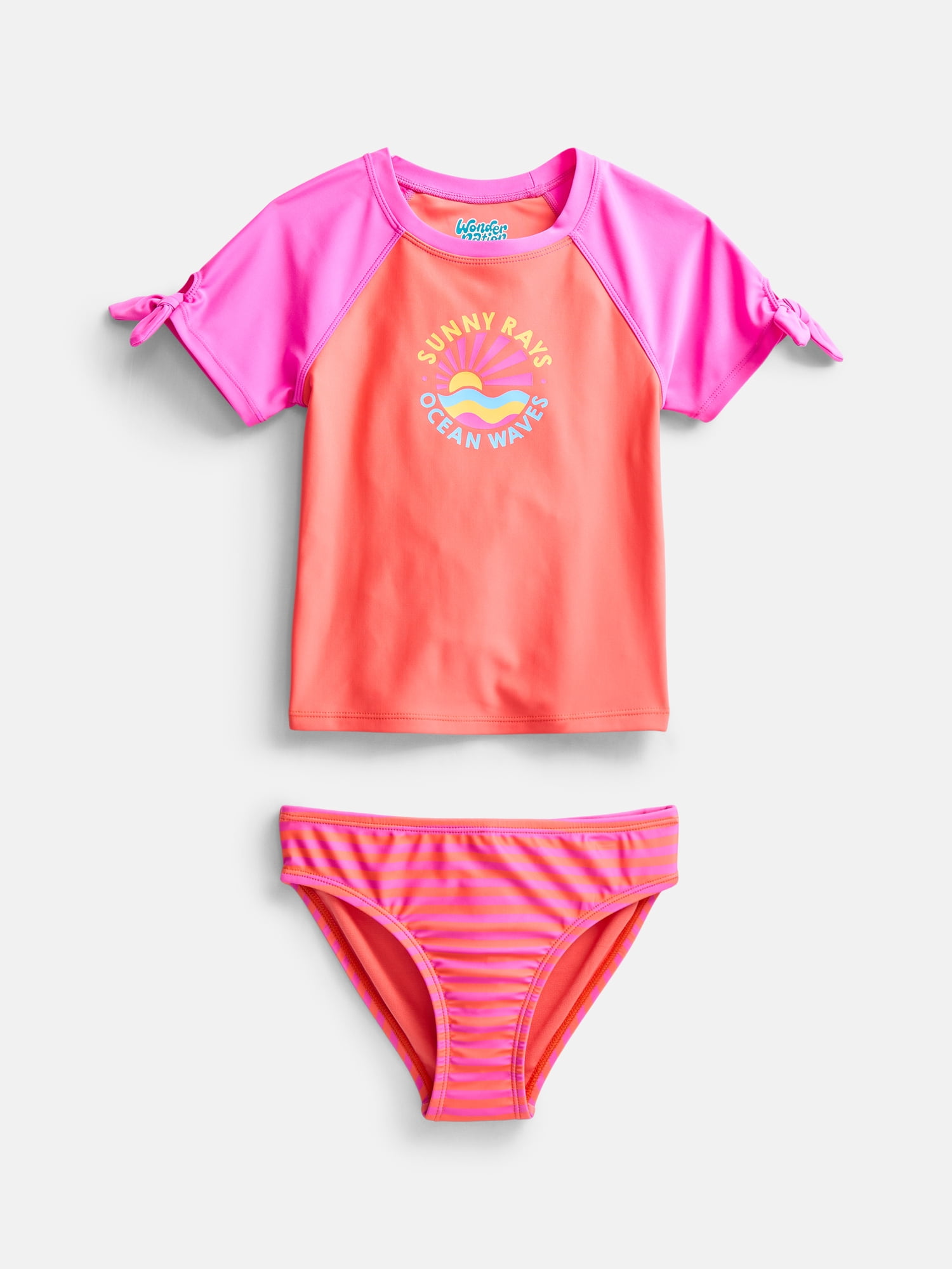 Wonder Nation Girls Rash Guard Set, 2 Piece, Sizes 4-16