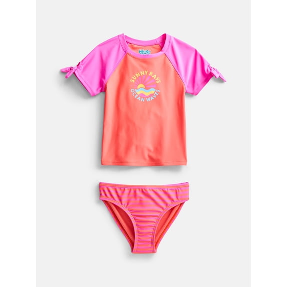Wonder Nation Girls Rash Guard Set, 2 Piece, Sizes 4-16