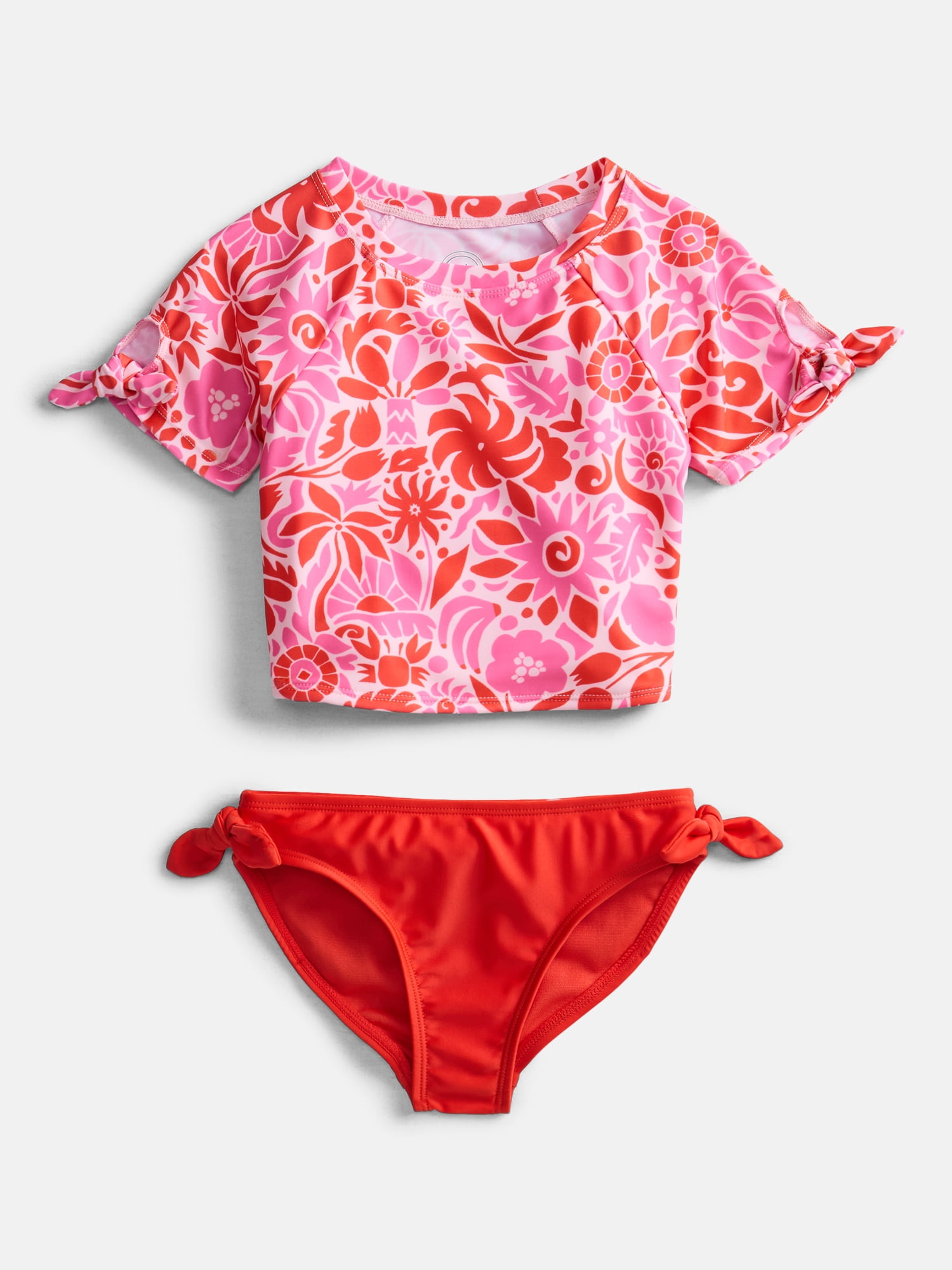 Wonder Nation Girls Short Sleeve Rash Guard Swim Set, Two-Piece, Sizes 4-18