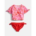 thumbnail image 1 of Wonder Nation Girls Short Sleeve Rash Guard Swim Set, Two-Piece, Sizes 4-18, 1 of 3