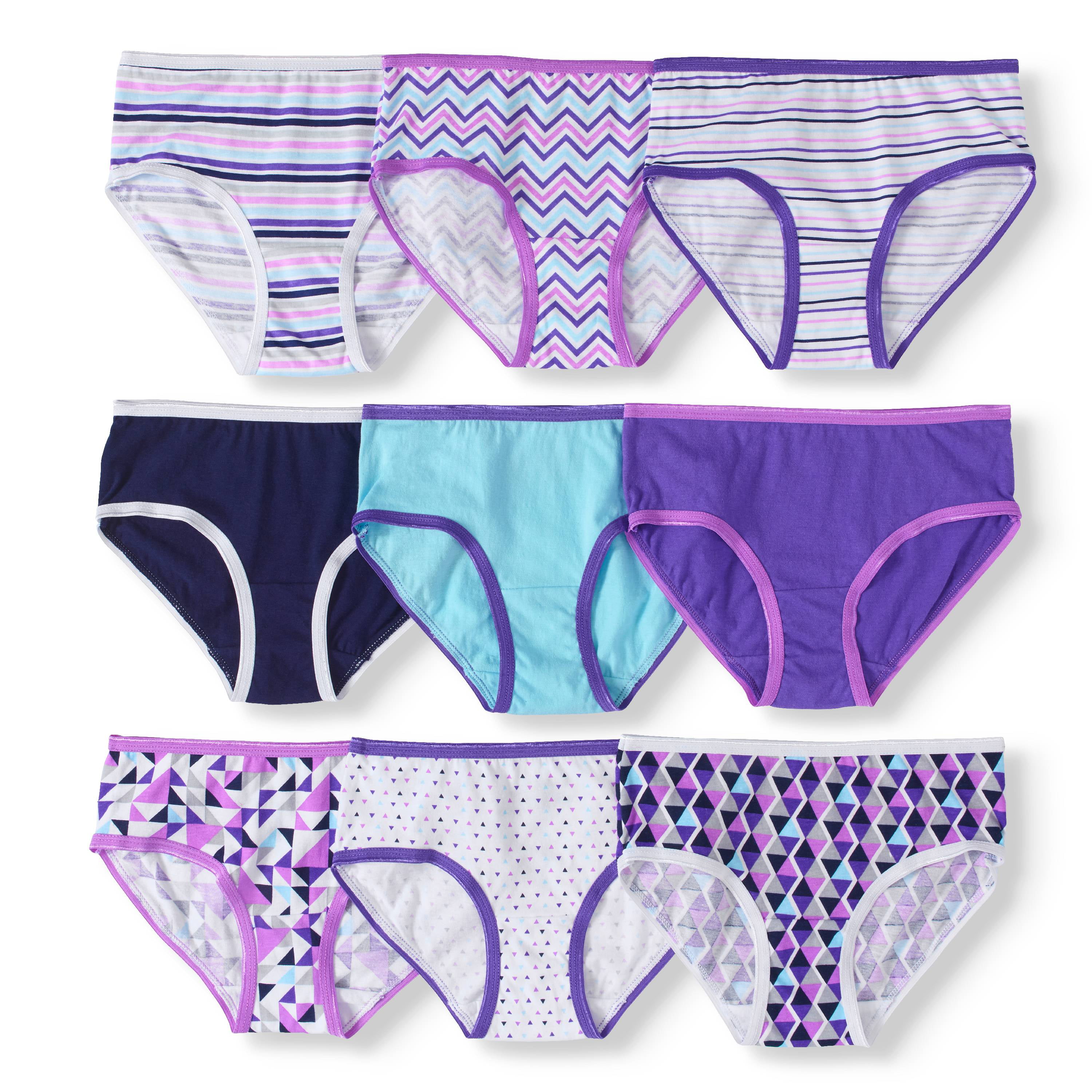 Wonder Nation Girls 100% Cotton Brief Underwear, 9 Pack Panties (Little Girl  & Big Girl) 