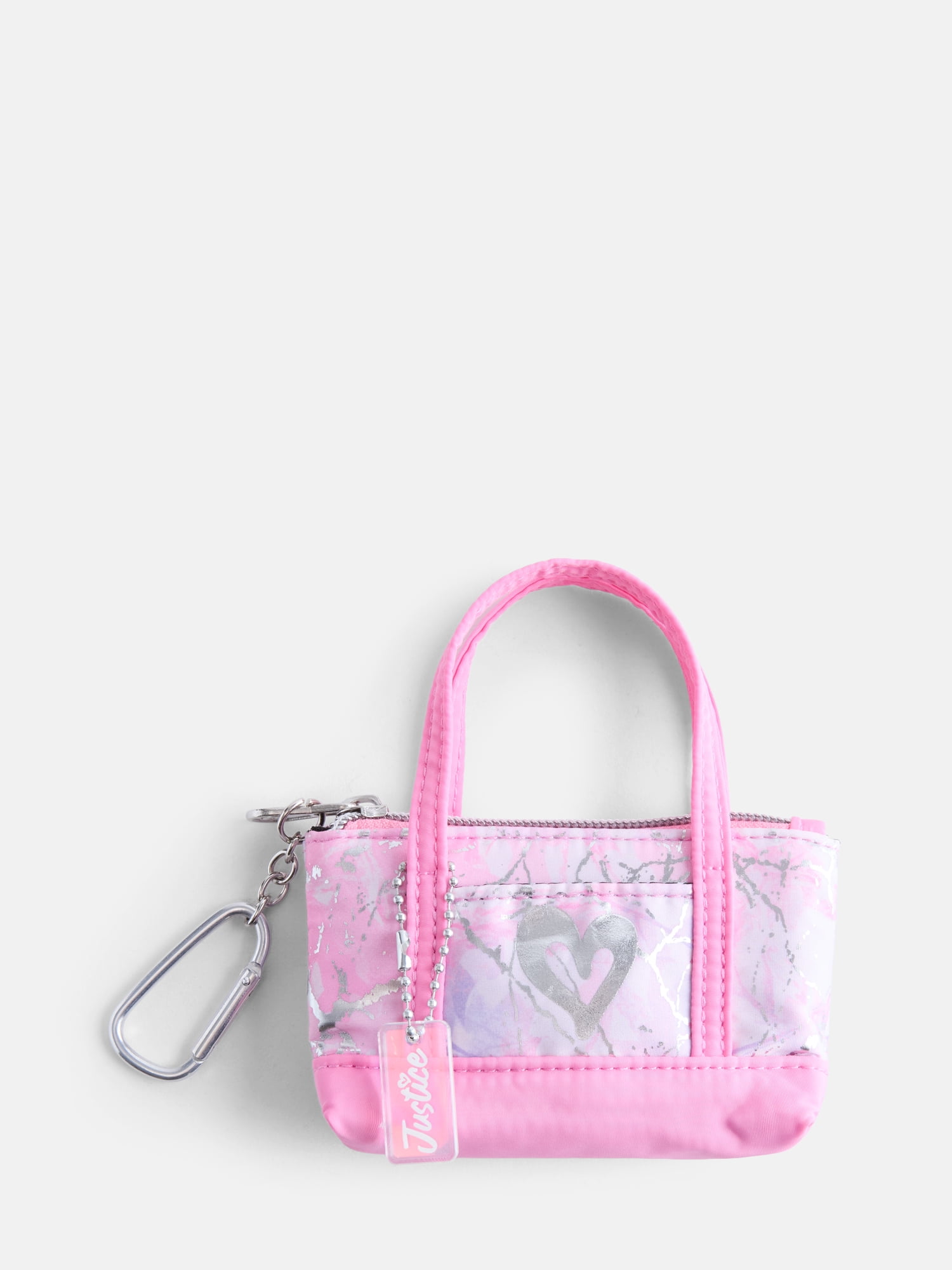 Justice Girl's Mini Tote Bag Charm, Pink Crackle