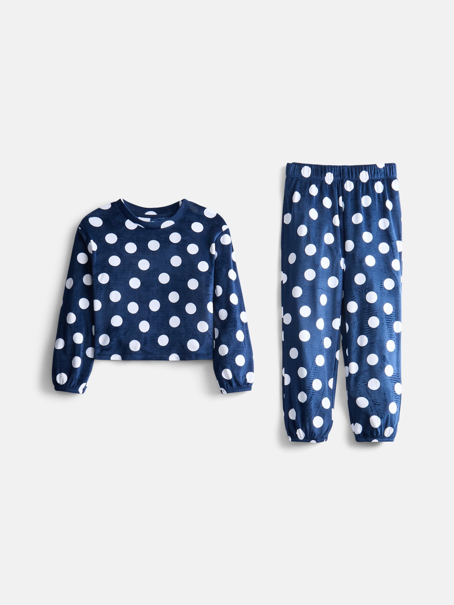 Wonder Nation Girls Velour Long Sleeve Top and Sleep Pants, 2-Piece Pajama Set, Sizes 4-18