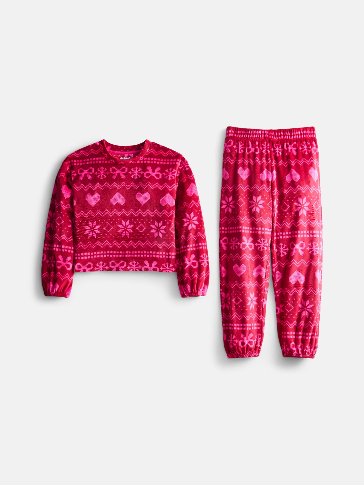Wonder Nation Girls Velour Long Sleeve Top and Sleep Pants, 2-Piece Pajama Set, Sizes 4-18