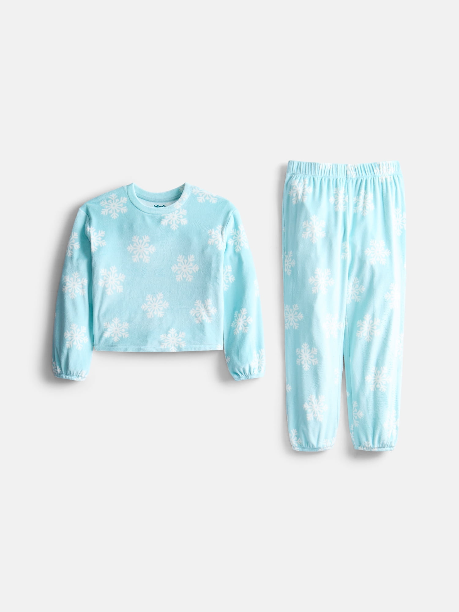 Wonder Nation Girls Velour Long Sleeve Top and Sleep Pants, 2-Piece Pajama Set, Sizes 4-18