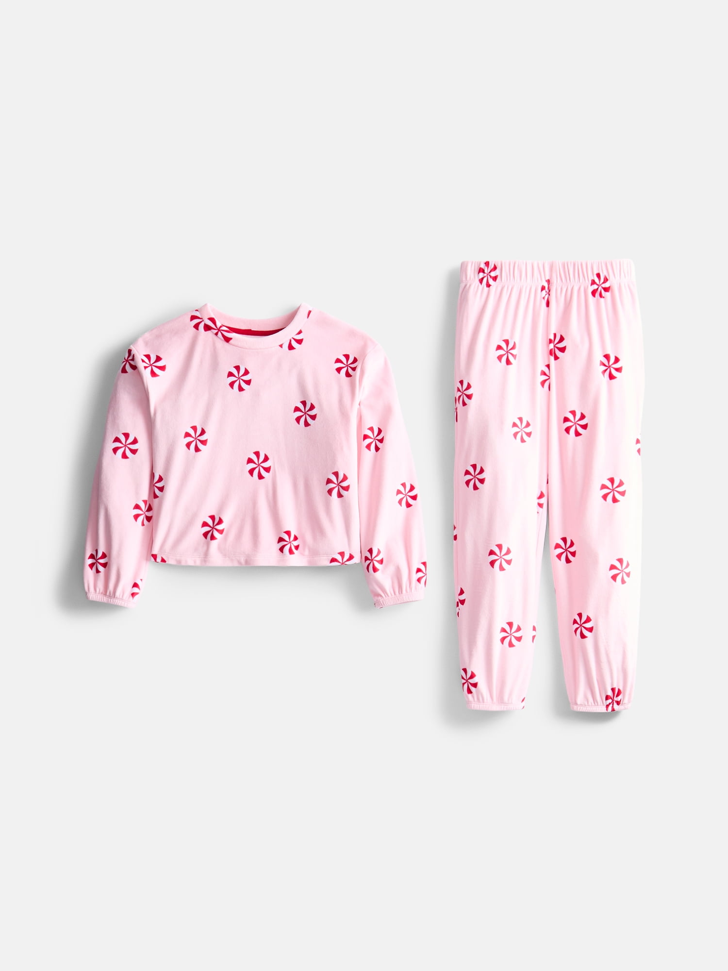 Wonder Nation Girls Velour Long Sleeve Top and Sleep Pants, 2-Piece Pajama Set, Sizes 4-18