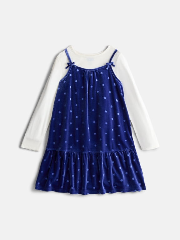 Girls Velvet Cami Dress and Ribbed Tee, 2 Piece, Sizes 4-18