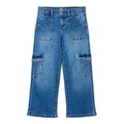 WONDER NATION Girls Wide Leg Cargo Jeans, Sizes 5-18 & Plus