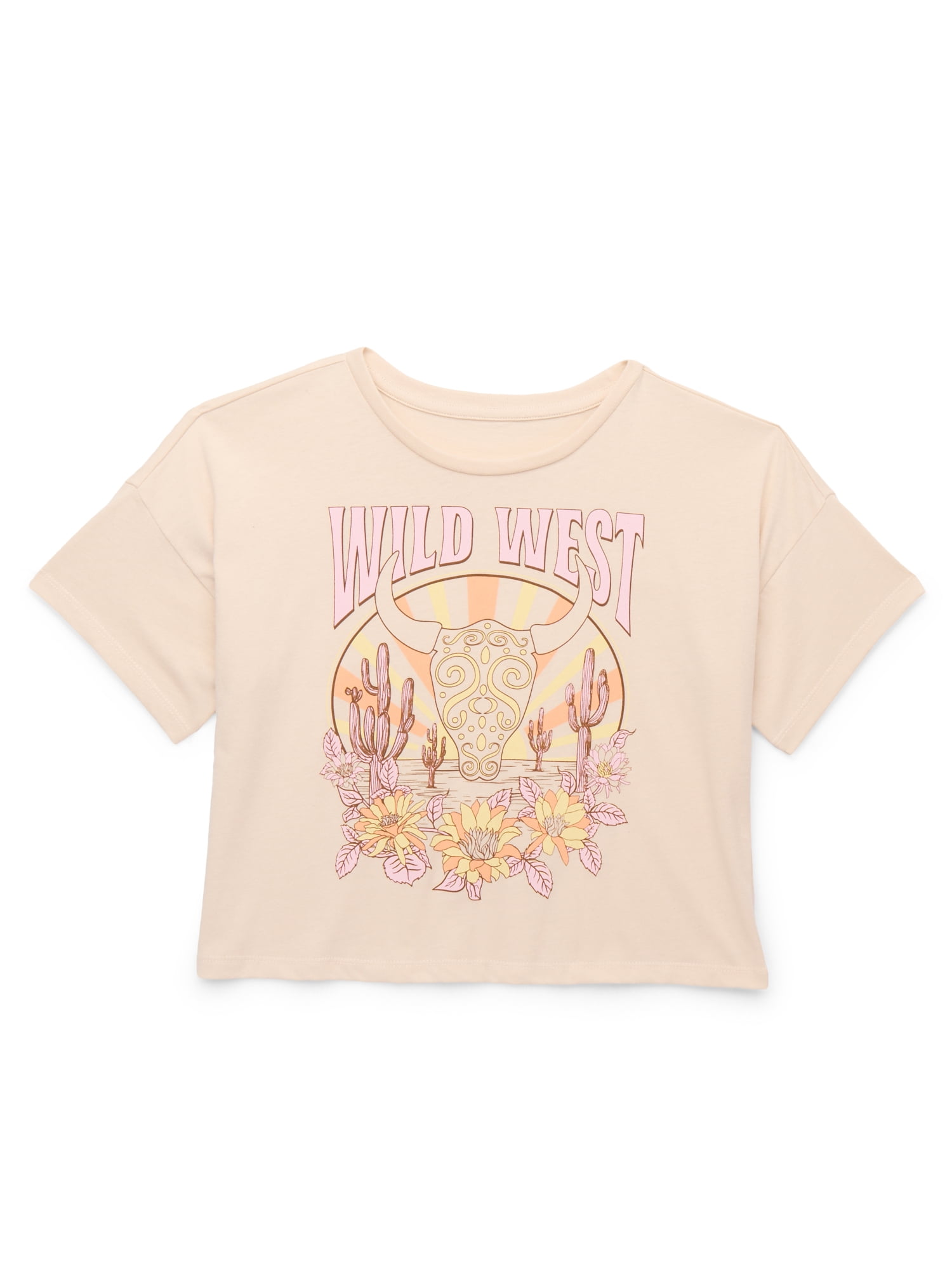 Wonder Nation Girls Wild West Graphic Short Sleeve T-Shirt, Sizes 4-18
