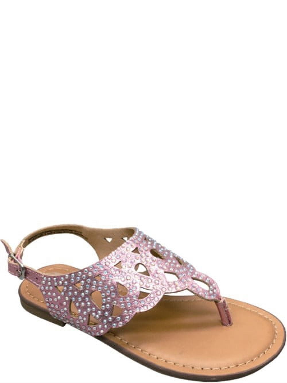 Wonder Nation Girls Cut Out Rhinestone Sandals - Walmart.com