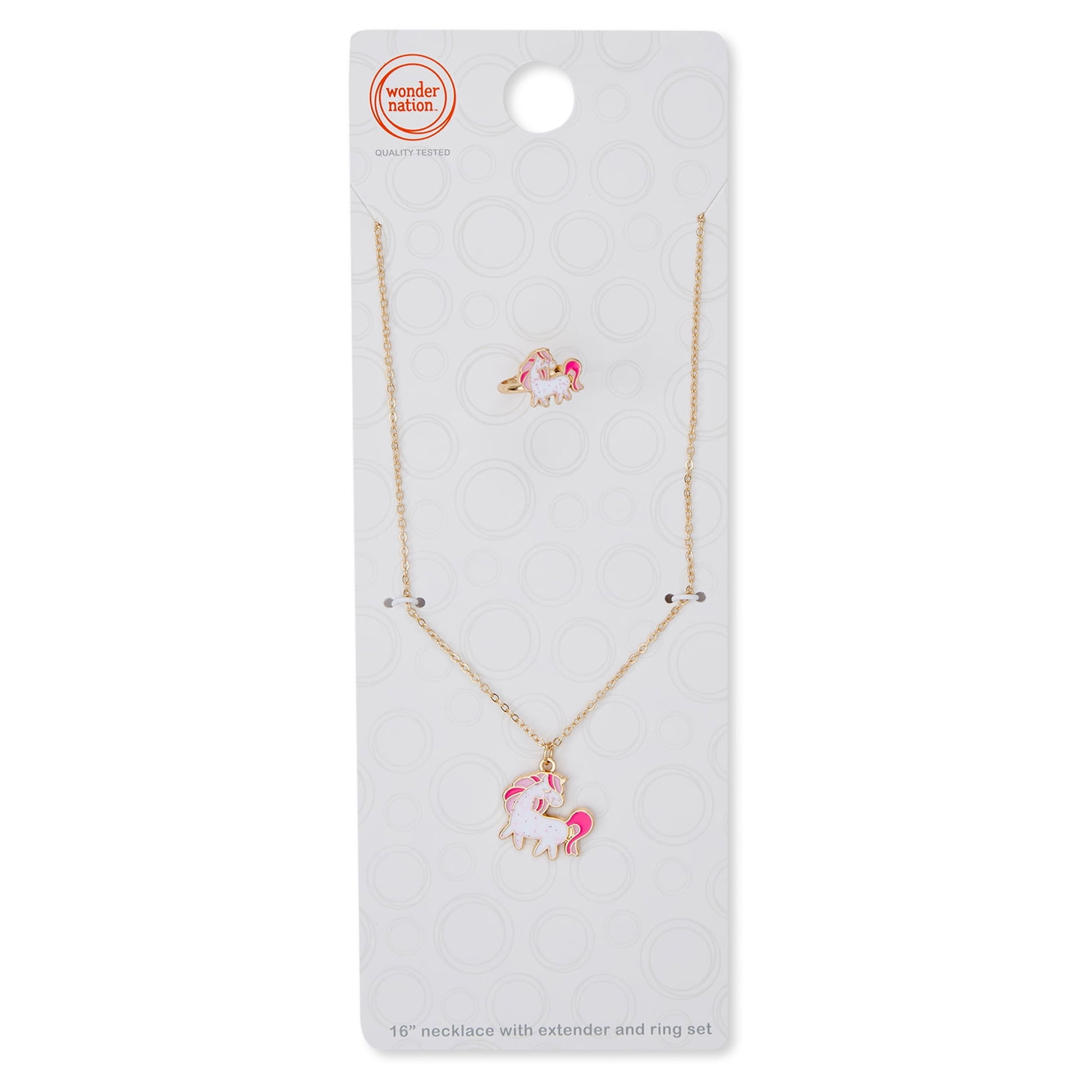 WONDER NATION Gold-Tone Unicorn Necklace and Ring, 2-Piece Set