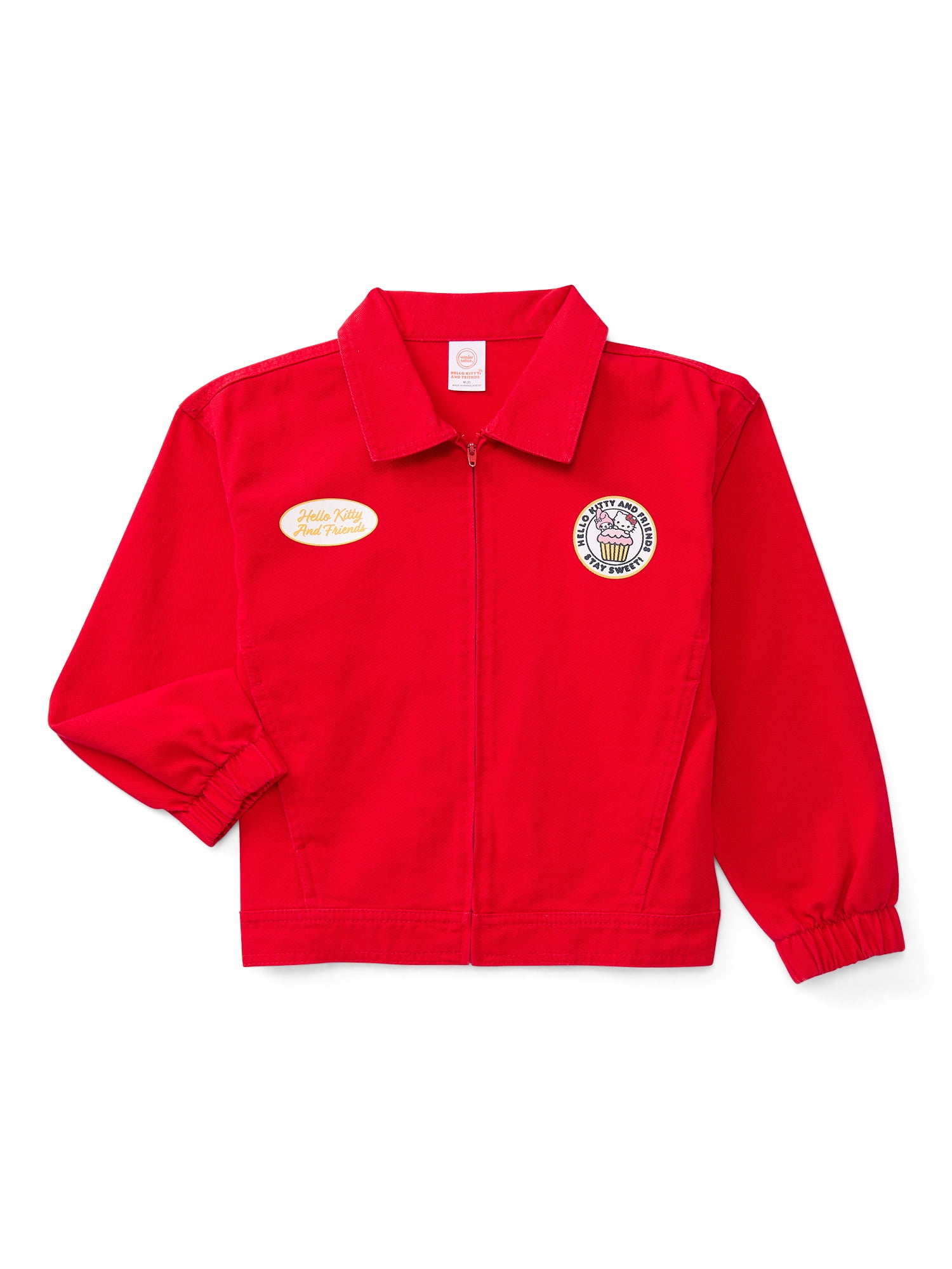 Wonder Nation Hello Kitty Girls Full Zip Twill Jacket, Sizes 4-16