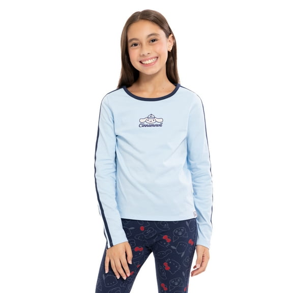 Wonder Nation Hello Kitty Girls Cotton Cinnamaroll Graphic Tee with Long Sleeves, Sizes 4-18