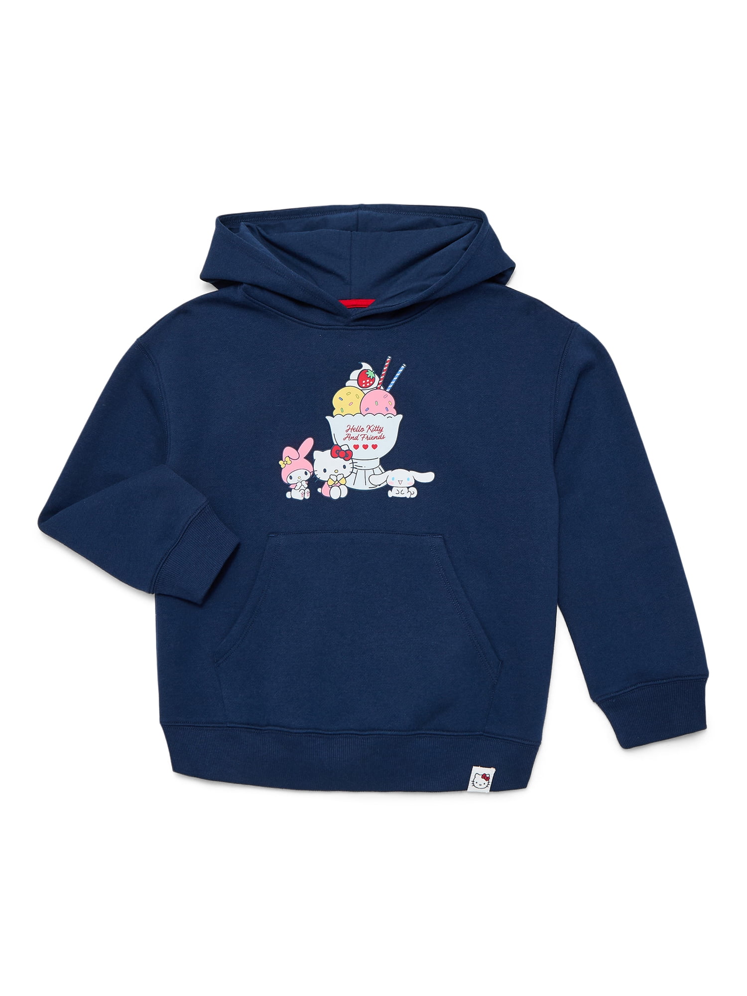Wonder Nation x Hello Kitty Girls Graphic Hoodie with Long Sleeves, Sizes 4-16
