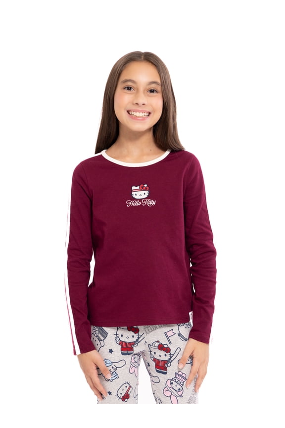 Hello Kitty Girls Cotton Graphic Tee with Long Sleeves, Sizes 4-18