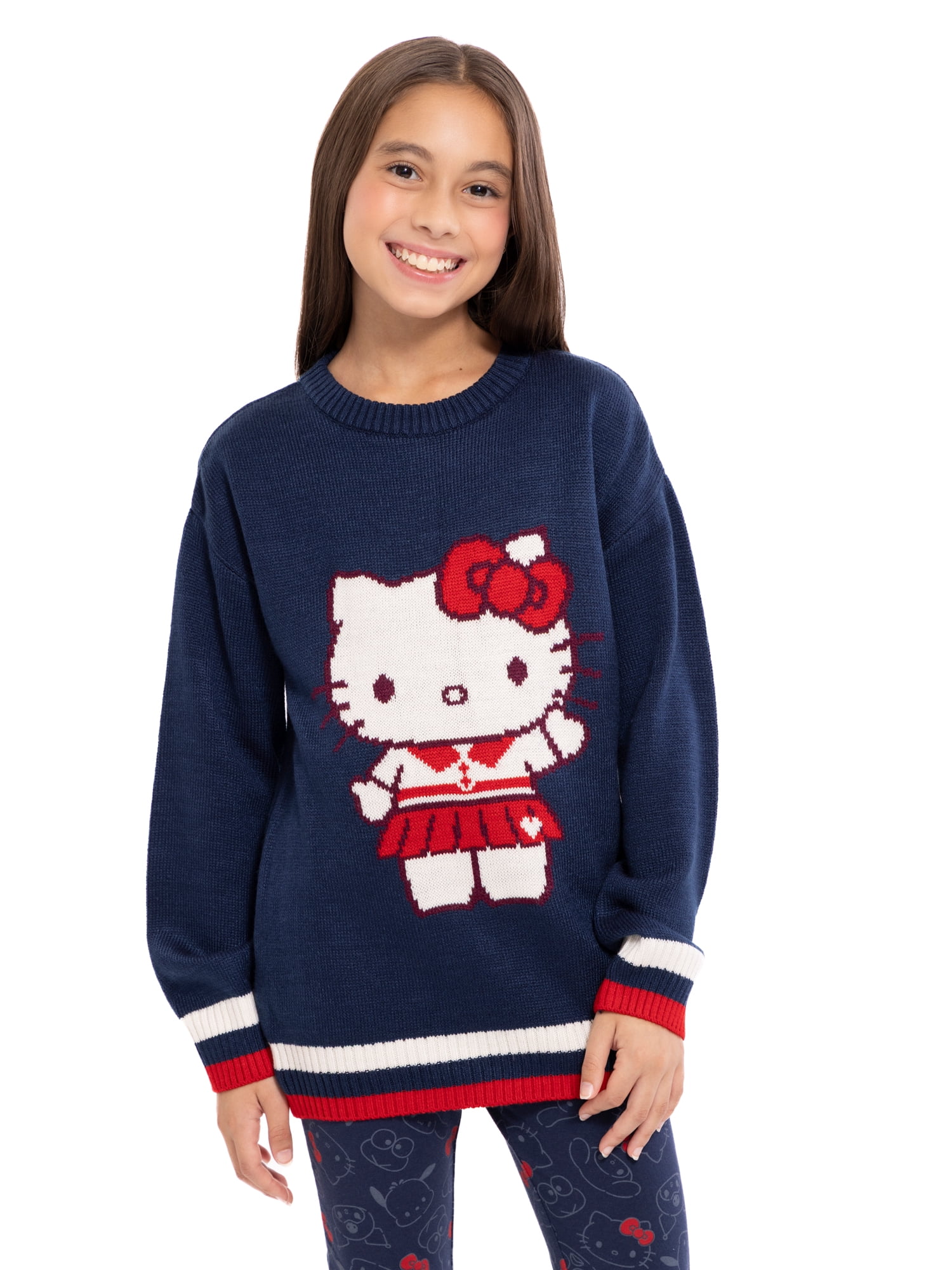 Wonder Nation Hello Kitty Girls Graphic Tunic Sweater with Long Sleeves, Sizes 4-18