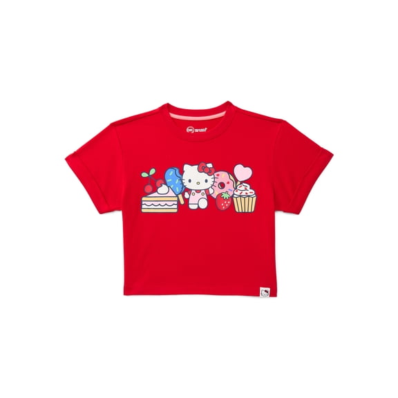 Wonder Nation Hello Kitty Girls Graphic Tee with Short Sleeves, Sizes 4-16